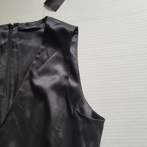 Tahari dress Jayden sleeveless satiny LBD little black dress evening formal new - Picture 16 of 16